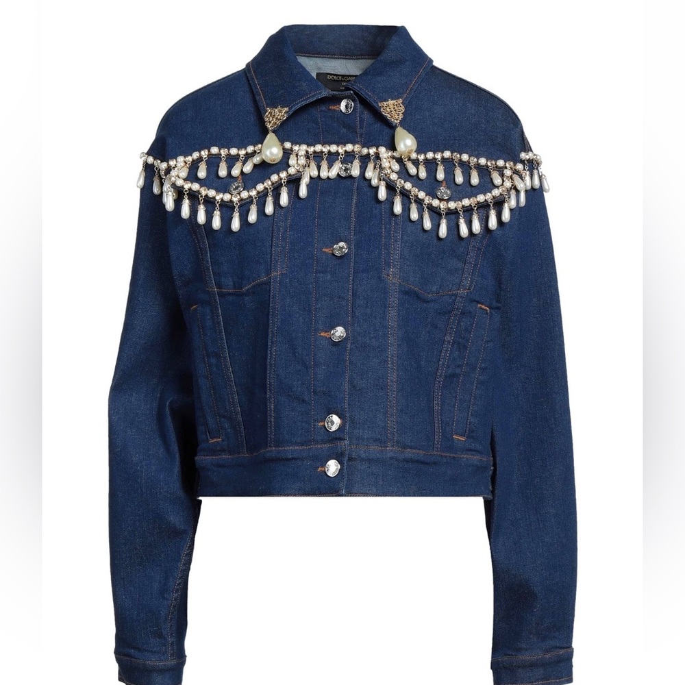 New authentic Dolce and Gabbana embellished denim jacket